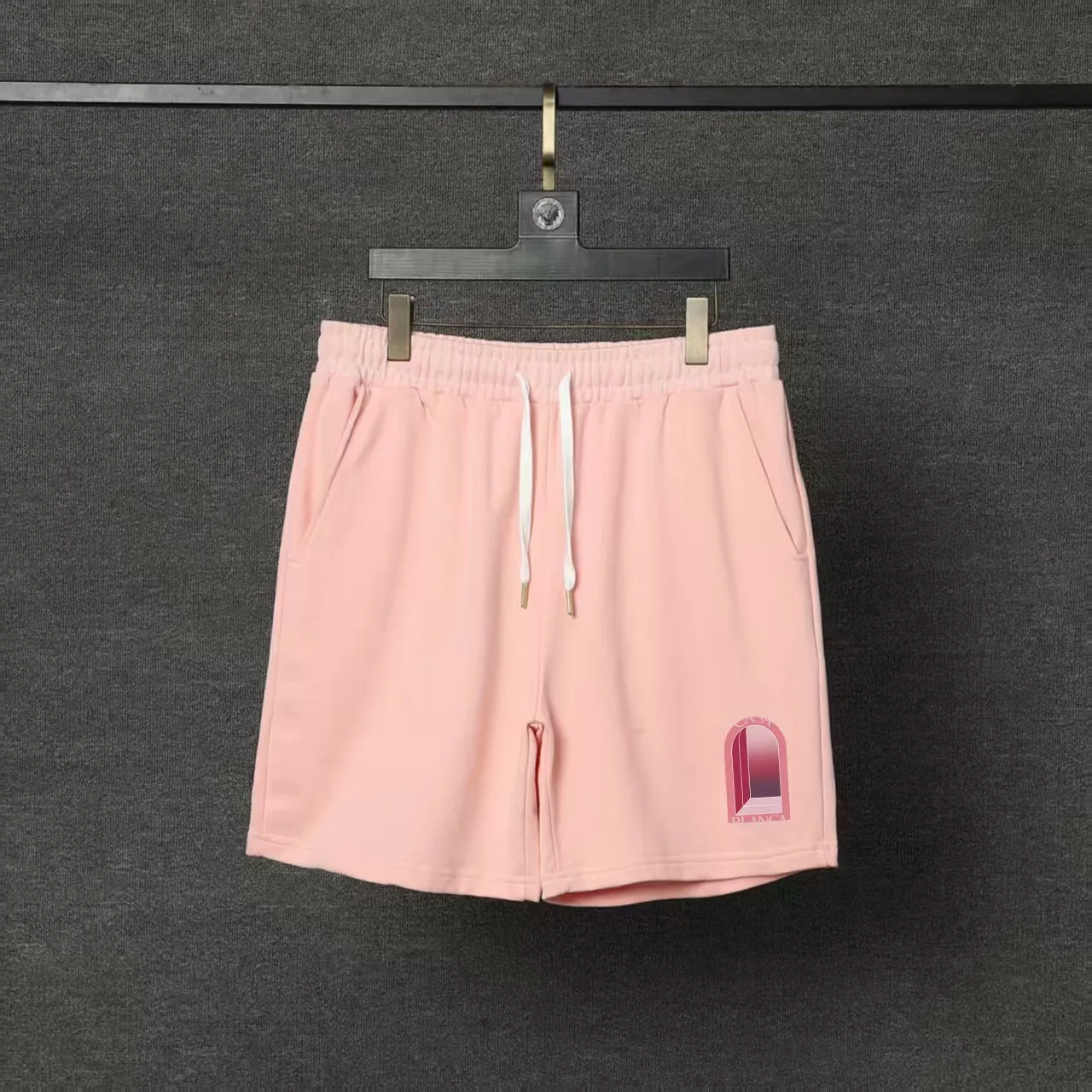 CASABLANCA Casa shorts Printing technology Original development Using gram custom terry fabric Upper body is comfortable Back pocket design Original turning details Made by domestic first-line brands Factory OEM Workmanship is impeccable Wash mark Main wheat Hang tag Complete packaging Sizes S.M.L.XL